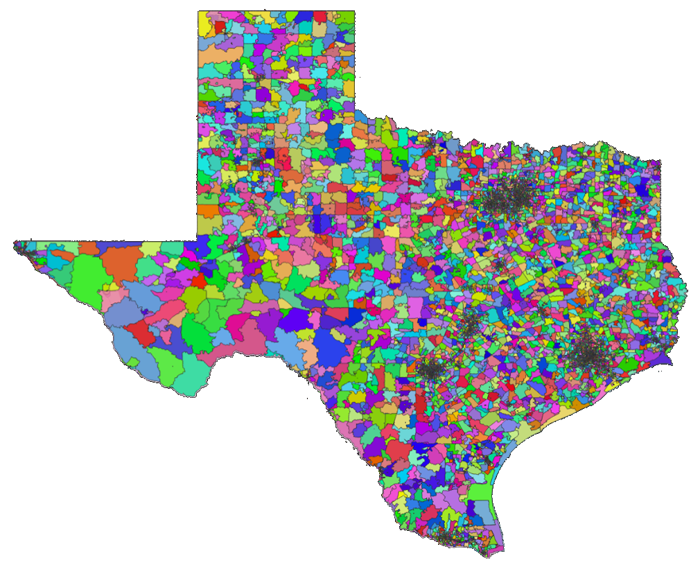 Texas precinct-level boundary estimation map